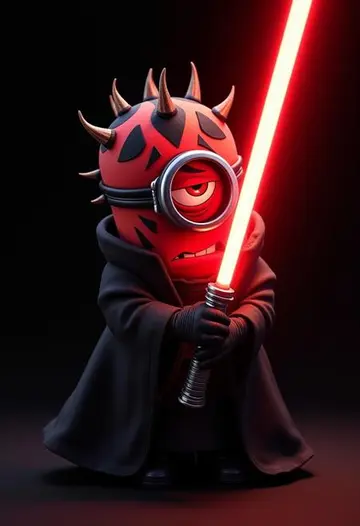 AI generated image: Dark Sith character with red lightsaber