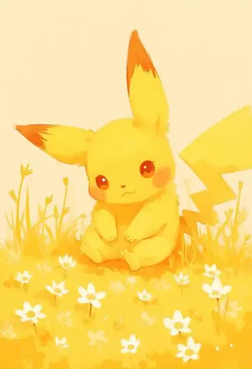 AI generated image: Pikachu Pokemon in flower field
