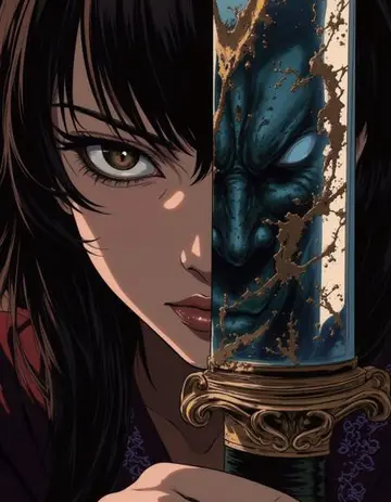 AI generated image: Anime character with ornate mirror reflection